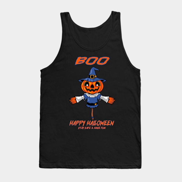 Happy Halloween Boo Pumpkin Tank Top by jorinde winter designs